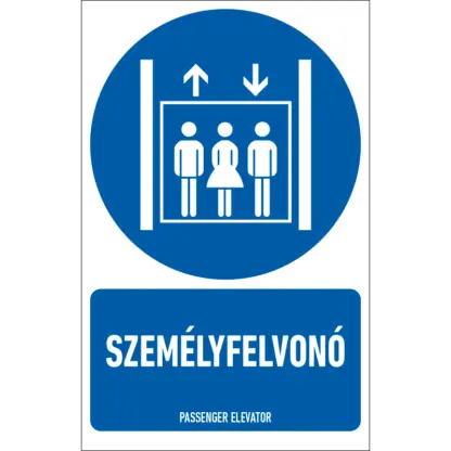 Személyfelvonó matrica / tábla (piktogram + felirat)
