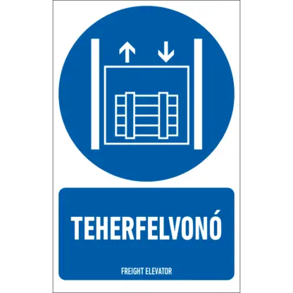 Teherfelvonó matrica / tábla (piktogram + felirat)