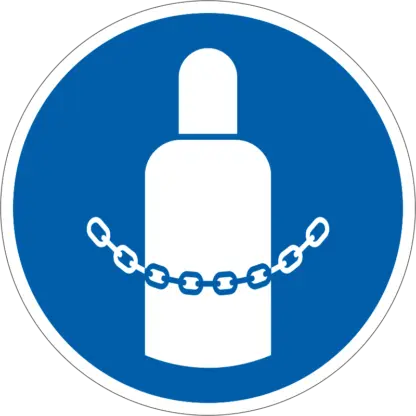 A gázpalackok rögzítendők! matrica (ISO 7010-M046 piktogram)