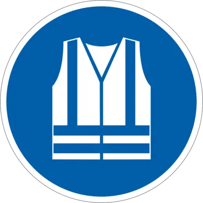 Láthatósági mellény viselése kötelező! matrica (ISO 7010-M015 piktogram)