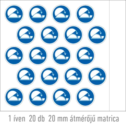 A körfűrész védőburkolatának használata kötelező! matrica (ISO 7010-M031 piktogram)