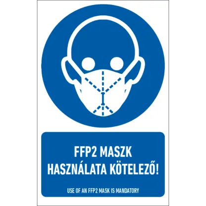 FFP2 maszk használata kötelező! matrica / tábla (piktogram + felirat)