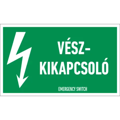 Vészkikapcsoló matrica / tábla