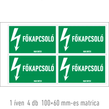 Főkapcsoló matrica / tábla