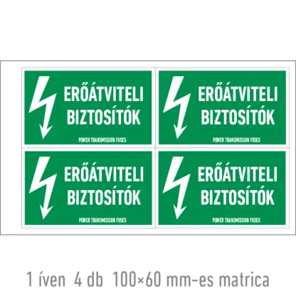 Erőátviteli biztosítók matrica / tábla