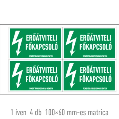 Erőátviteli főkapcsoló matrica / tábla