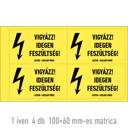 Vigyázz! Idegen feszültség! matrica / tábla