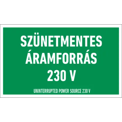 Szünetmentes áramforrás 230 V matrica / tábla
