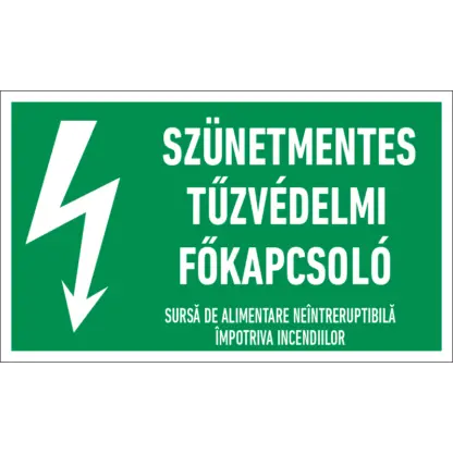 Szünetmentes tűzvédelmi főkapcsoló matrica