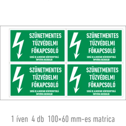 Szünetmentes tűzvédelmi főkapcsoló matrica
