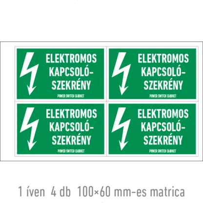 Elektromos kapcsolószekrény matrica / tábla