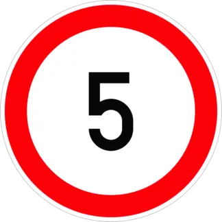 Sebességkorlátozás 5 km/h KRESZ közlekedési tábla