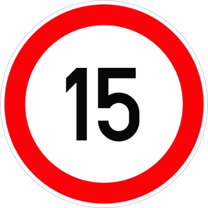 Sebességkorlátozás 15 km/h KRESZ közlekedési tábla