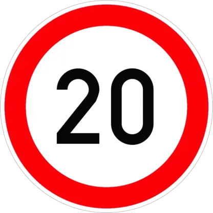 Sebességkorlátozás 20 km/h KRESZ közlekedési tábla
