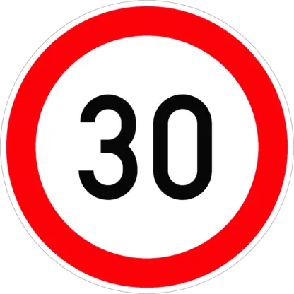 Sebességkorlátozás 30 km/h KRESZ közlekedési tábla