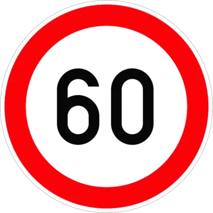Sebességkorlátozás 60 km/h KRESZ közlekedési tábla