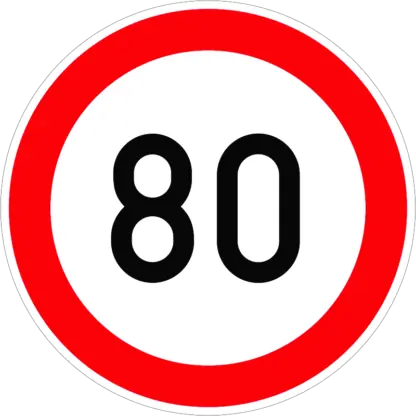 Sebességkorlátozás 80 km/h KRESZ közlekedési tábla