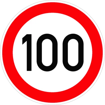 Sebességkorlátozás 100 km/h KRESZ közlekedési tábla