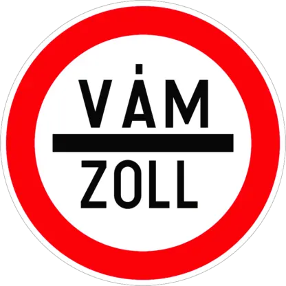 Kötelező megállás (vám/német) KRESZ közlekedési tábla