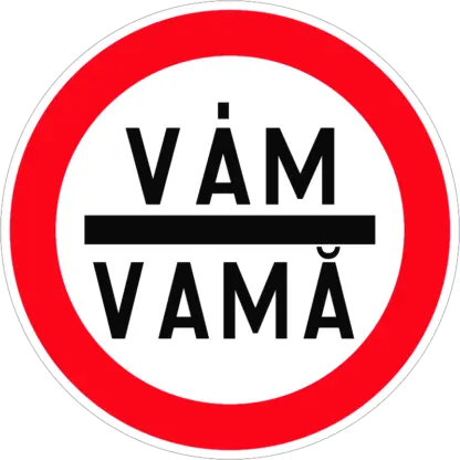 Kötelező megállás (vám/román) KRESZ közlekedési tábla