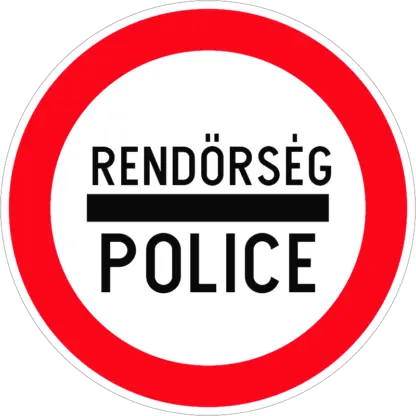 Kötelező megállás (rendőrség/általános) KRESZ közlekedési tábla