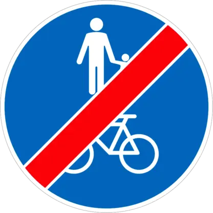Gyalog- és kerékpárút vége (osztott