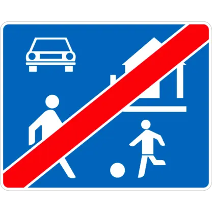 Lakó-pihenő övezet vége KRESZ közlekedési tábla