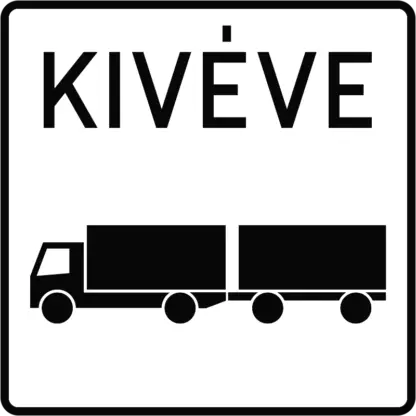 Kivéve pótkocsis tehergépkocsi KRESZ közlekedési tábla