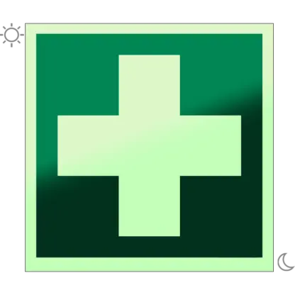 Elsősegélyhely matrica / tábla (ISO 7010-E003 piktogram)
