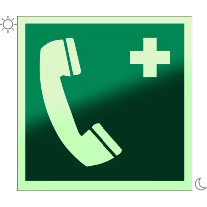 Vésztelefon matrica / tábla (ISO 7010-E004 piktogram)