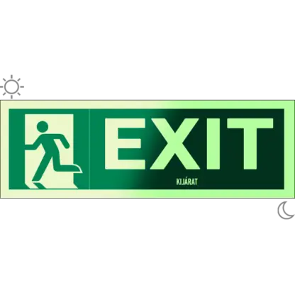 Exit matrica / tábla (ISO 7010-E001 piktogram + felirat)
