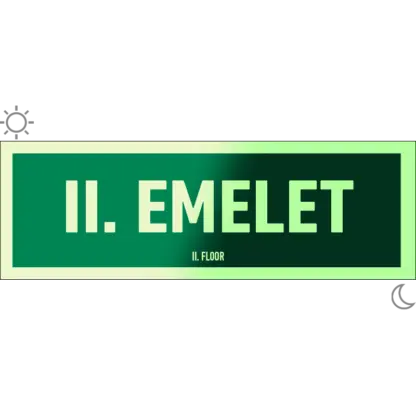 II. emelet utánvilágító tábla (felirat)