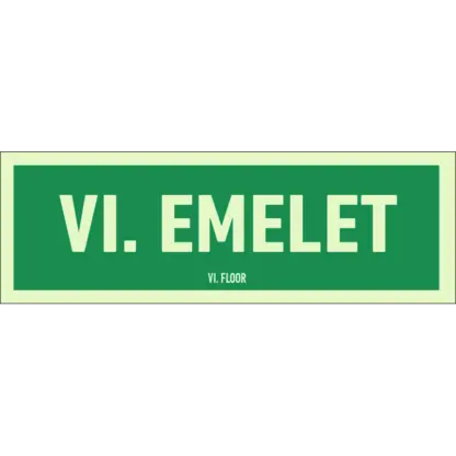 VI. emelet utánvilágító tábla (felirat)