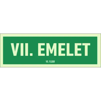 VII. emelet utánvilágító tábla (felirat)