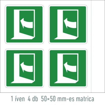 Nyitáshoz nyomja meg az ajtó bal oldalát! matrica / tábla (ISO 7010-E022 piktogram)