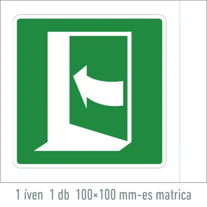 Nyitáshoz nyomja meg az ajtó bal oldalát! matrica / tábla (ISO 7010-E022 piktogram)