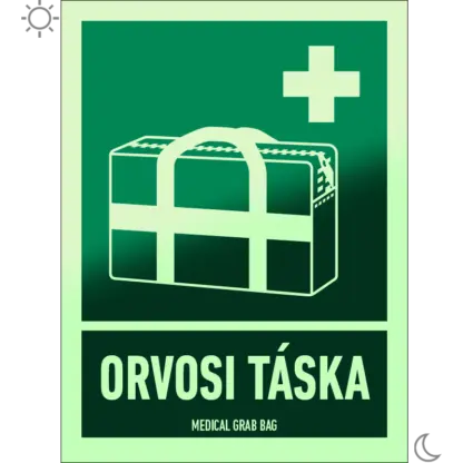 Orvosi táska matrica / tábla (ISO 7010-E027 piktogram + felirat)