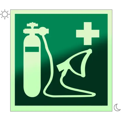 Oxigén lélegeztető matrica / tábla (ISO 7010-E028 piktogram)