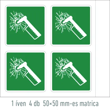 Vészhelyzeti kalapács matrica / tábla (ISO 7010-E025 piktogram)