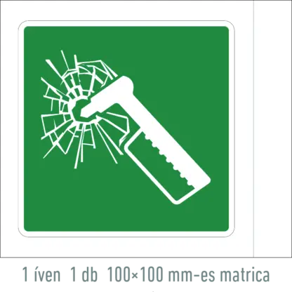 Vészhelyzeti kalapács matrica / tábla (ISO 7010-E025 piktogram)