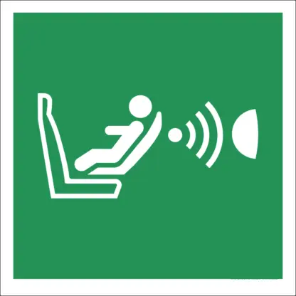 Gyerekülés jelzőrendszerrel (CPOD) felszerelve matrica / tábla (ISO 7010-E014 piktogram)