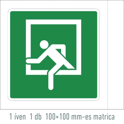 Vészkijárati ablak matrica / tábla (ISO 7010-D-E019 piktogram)