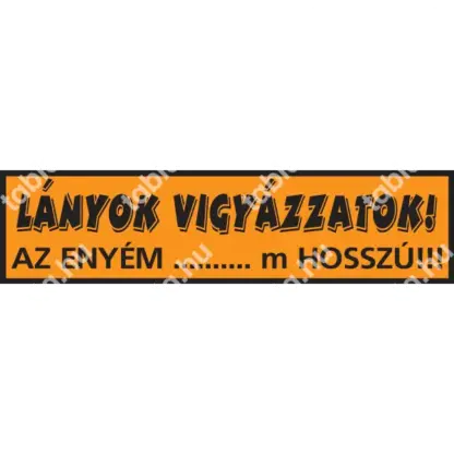 Lányok vigyázzatok! Az enyém sok méter hosszú. matrica / tábla