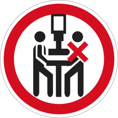 A présgépet csak egy személy kezelheti! matrica (piktogram)