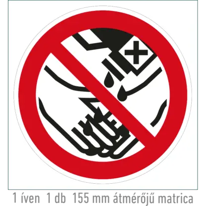 Oldószerrel kezet mosni tilos! matrica (piktogram)