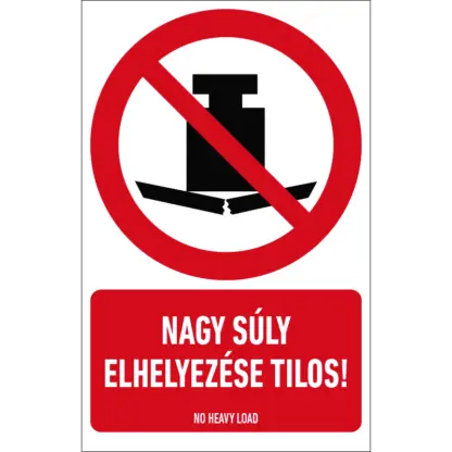 Nagy súly elhelyezése tilos! matrica / tábla (ISO 7010-P012 piktogram + felirat)