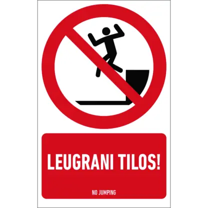 Leugrani tilos! matrica / tábla (ISO 7010-P072 piktogram + felirat)