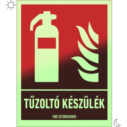 Tűzoltó készülék matrica / tábla (ISO 7010-F001 piktogram + felirat)