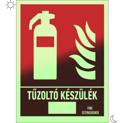 Tűzoltó készülék sorszámozható matrica / tábla (ISO 7010-F001 piktogram + felirat)