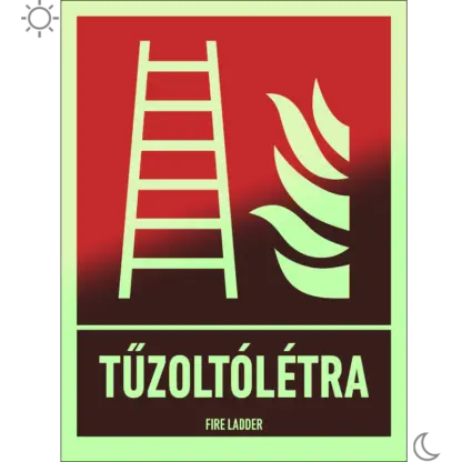 Tűzoltólétra matrica / tábla (ISO 7010-F003 piktogram + felirat)